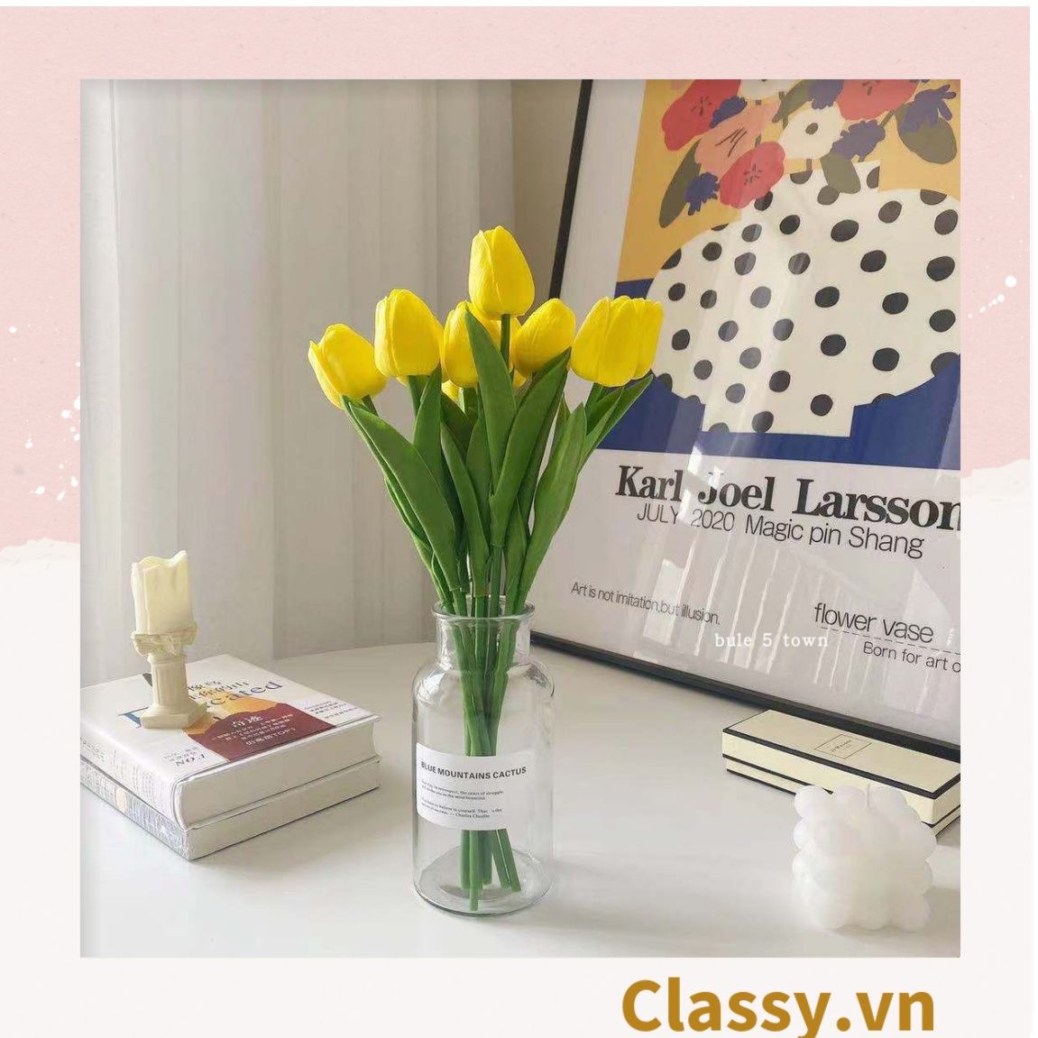 Bông tulip bằng vải, làm đạo cụ chụp hình, trang trí nhà cửa PK1474