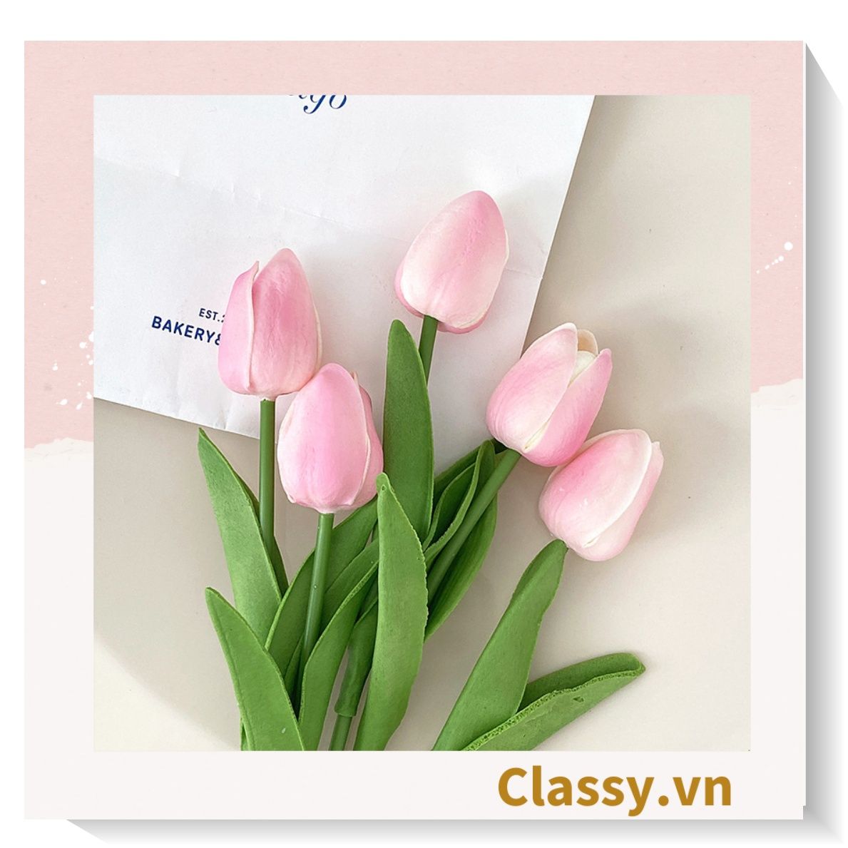 Bông tulip bằng vải, làm đạo cụ chụp hình, trang trí nhà cửa PK1474