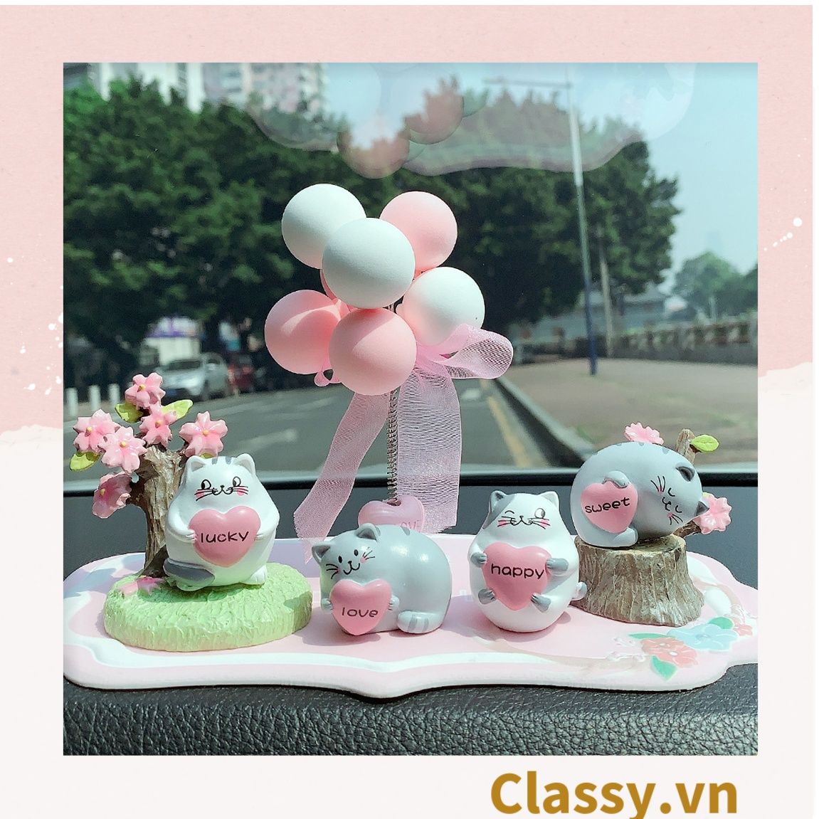 Mô mèo kitty Classy cưng xỉu trưng bày ô tô, tiểu cảnh, bày bàn học, tủ sách, trang trí shop PK697