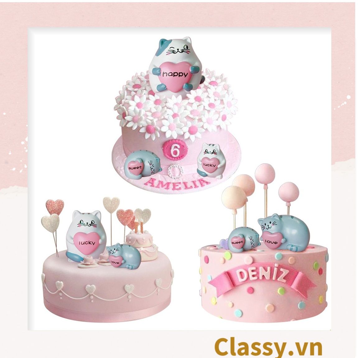 Mô mèo kitty Classy cưng xỉu trưng bày ô tô, tiểu cảnh, bày bàn học, tủ sách, trang trí shop PK697