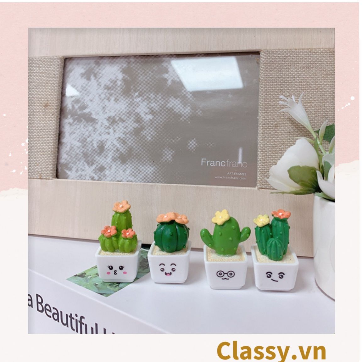  Classy Chậu cây xương rồng mini bằng nhựa, trang trí bàn làm việc, bàn học, decor phòng PK1489 