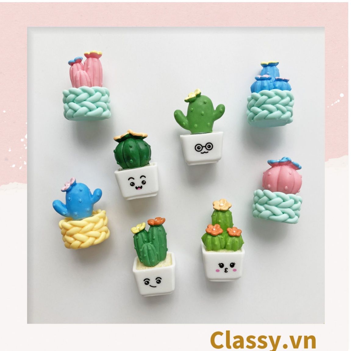 Classy Chậu cây xương rồng mini bằng nhựa, trang trí bàn làm việc, bàn học, decor phòng PK1489