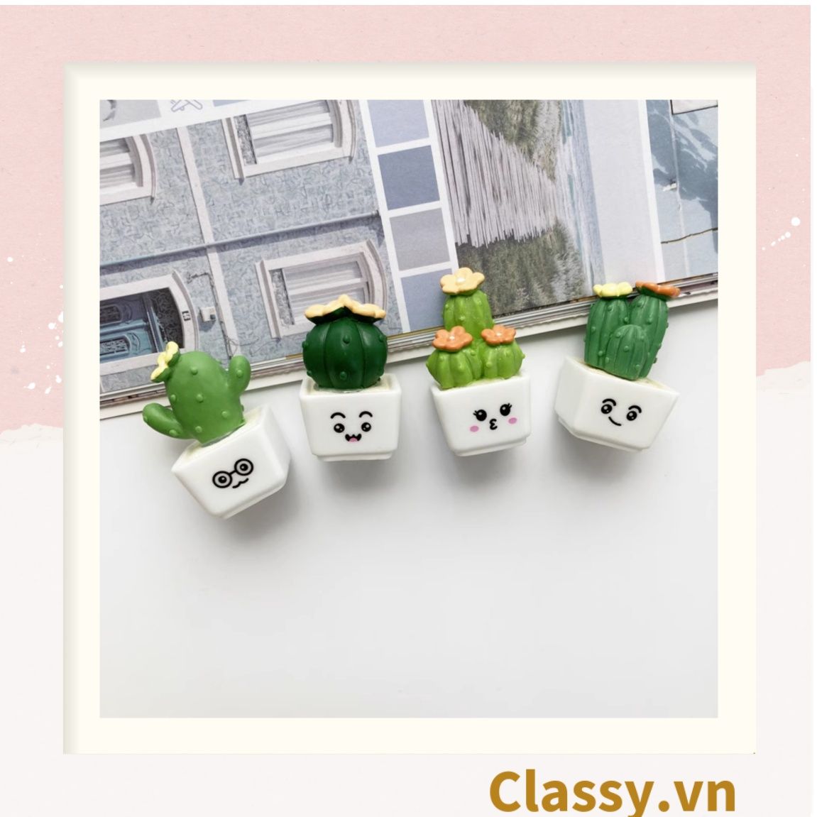 Classy Chậu cây xương rồng mini bằng nhựa, trang trí bàn làm việc, bàn học, decor phòng PK1489