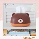  Classy Hộp nhựa đựng khăn giấy rút, họa tiết con vật đáng yêu PK1492 