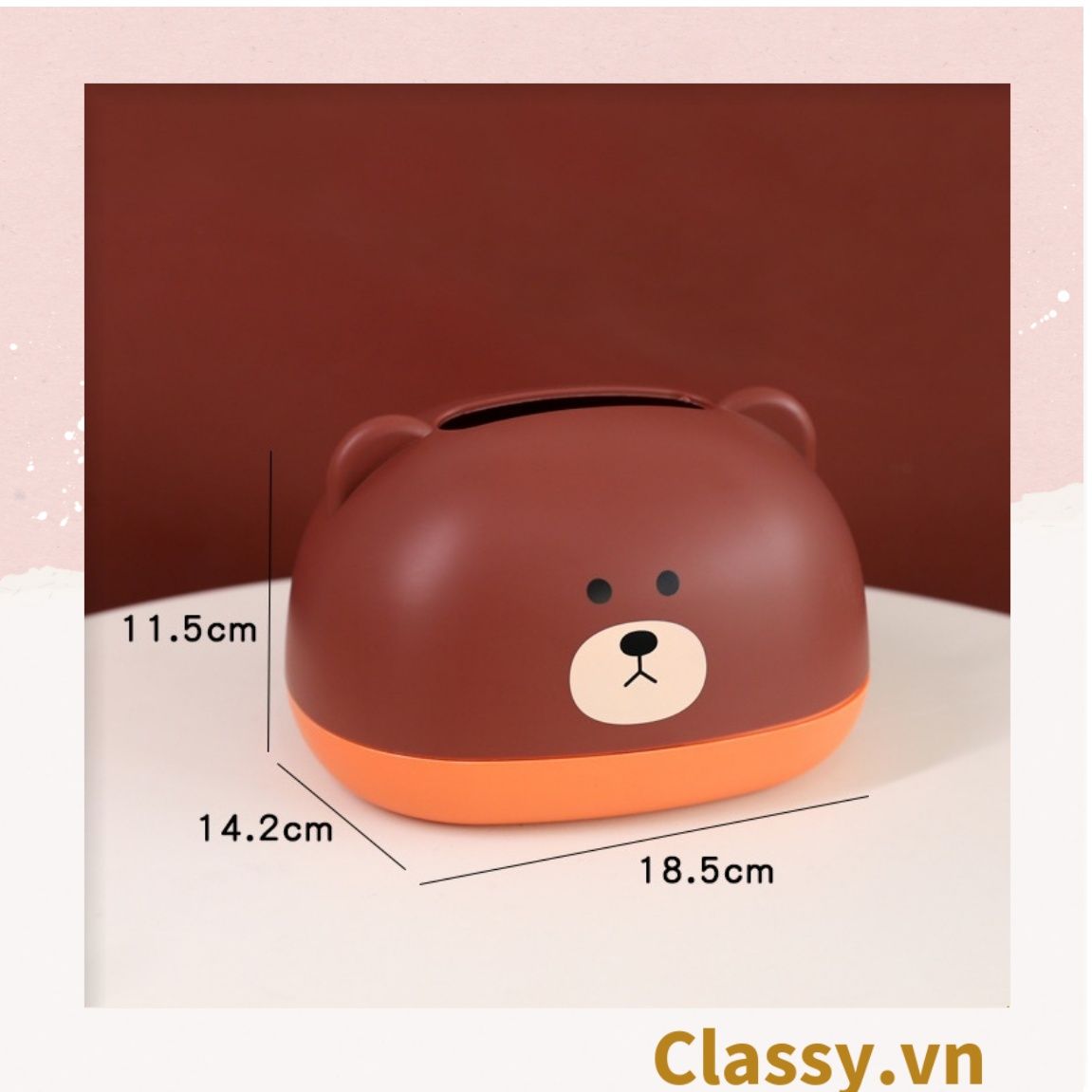 Classy Hộp nhựa đựng khăn giấy rút, họa tiết con vật đáng yêu PK1492