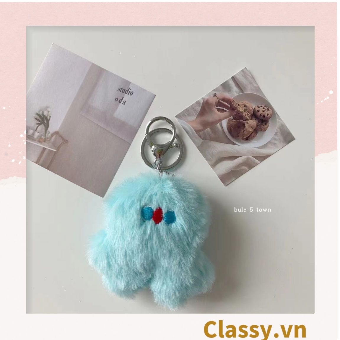  Classy Móc khóa búp bê lông Little Monster gắn túi xách, chìa khóa, điện thoại PK1502 