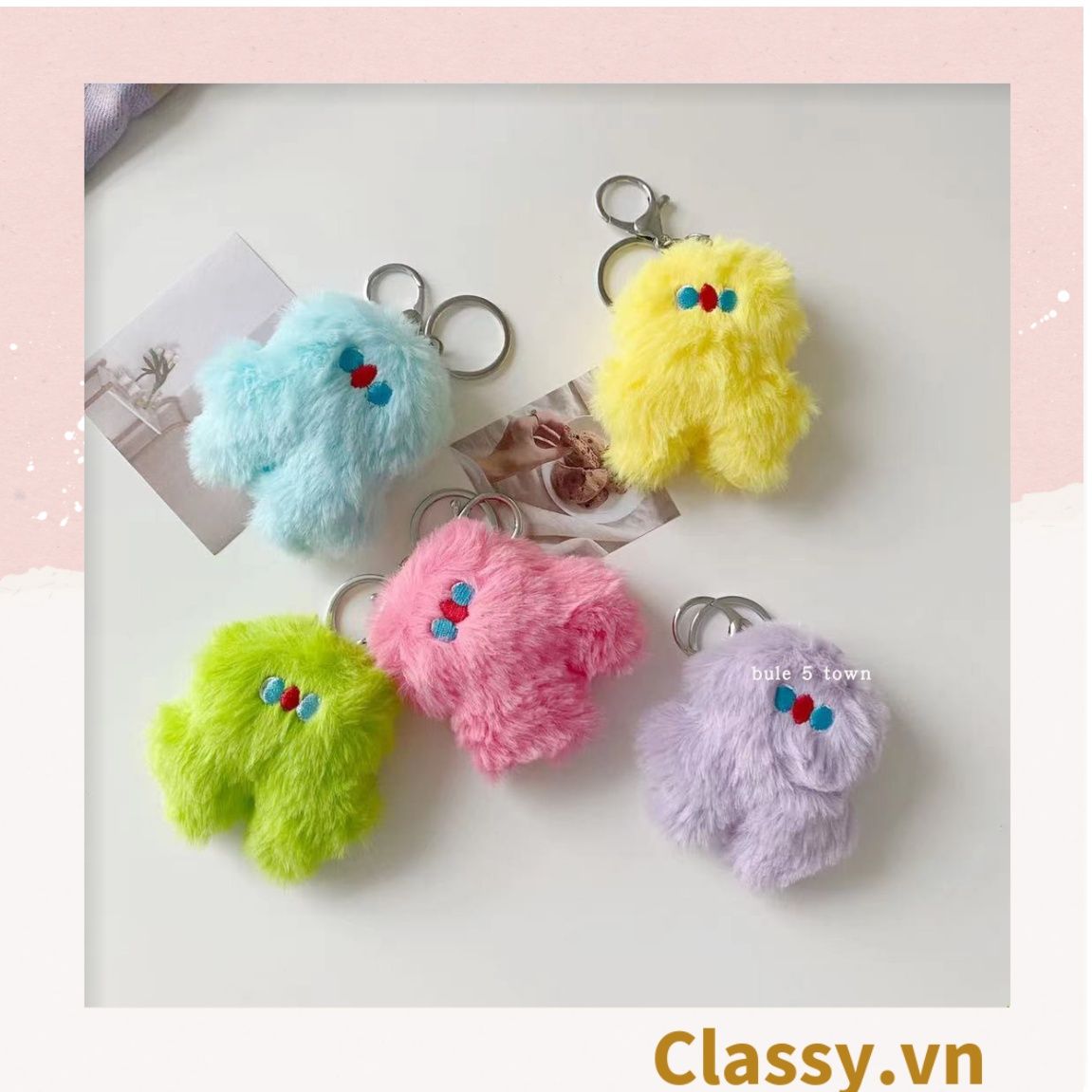  Classy Móc khóa búp bê lông Little Monster gắn túi xách, chìa khóa, điện thoại PK1502 