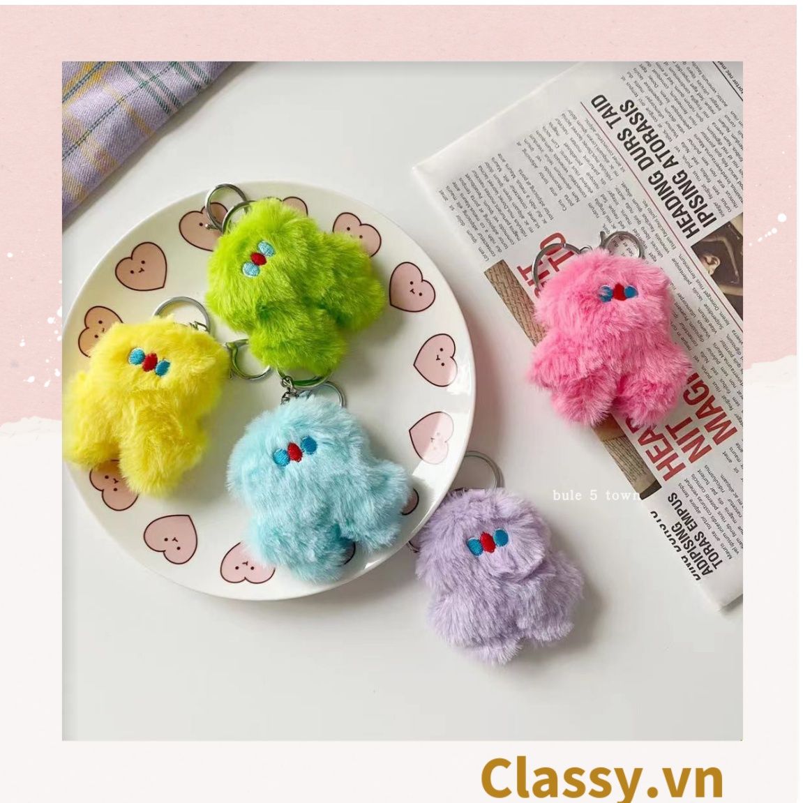 Classy Móc khóa búp bê lông Little Monster gắn túi xách, chìa khóa, điện thoại PK1502