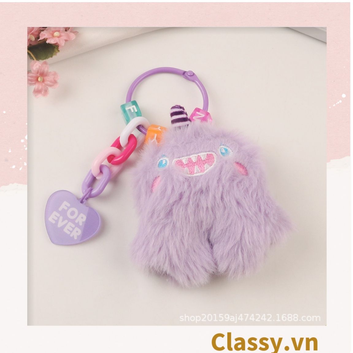Classy Móc khóa búp bê lông Little Monster gắn túi xách, chìa khóa, điện thoại PK1502