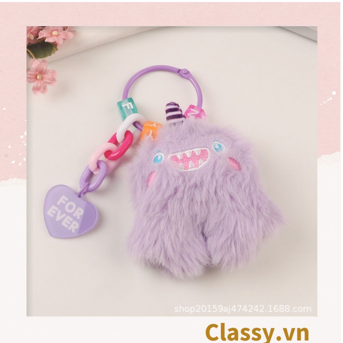  Classy Móc khóa búp bê lông Little Monster gắn túi xách, chìa khóa, điện thoại PK1502 