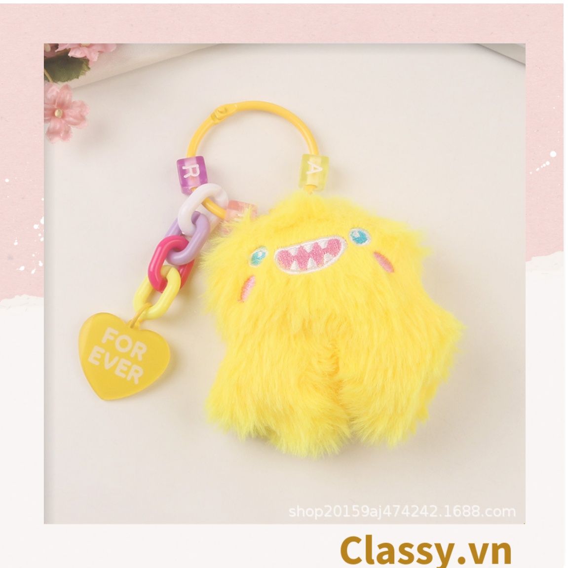  Classy Móc khóa búp bê lông Little Monster gắn túi xách, chìa khóa, điện thoại PK1502 