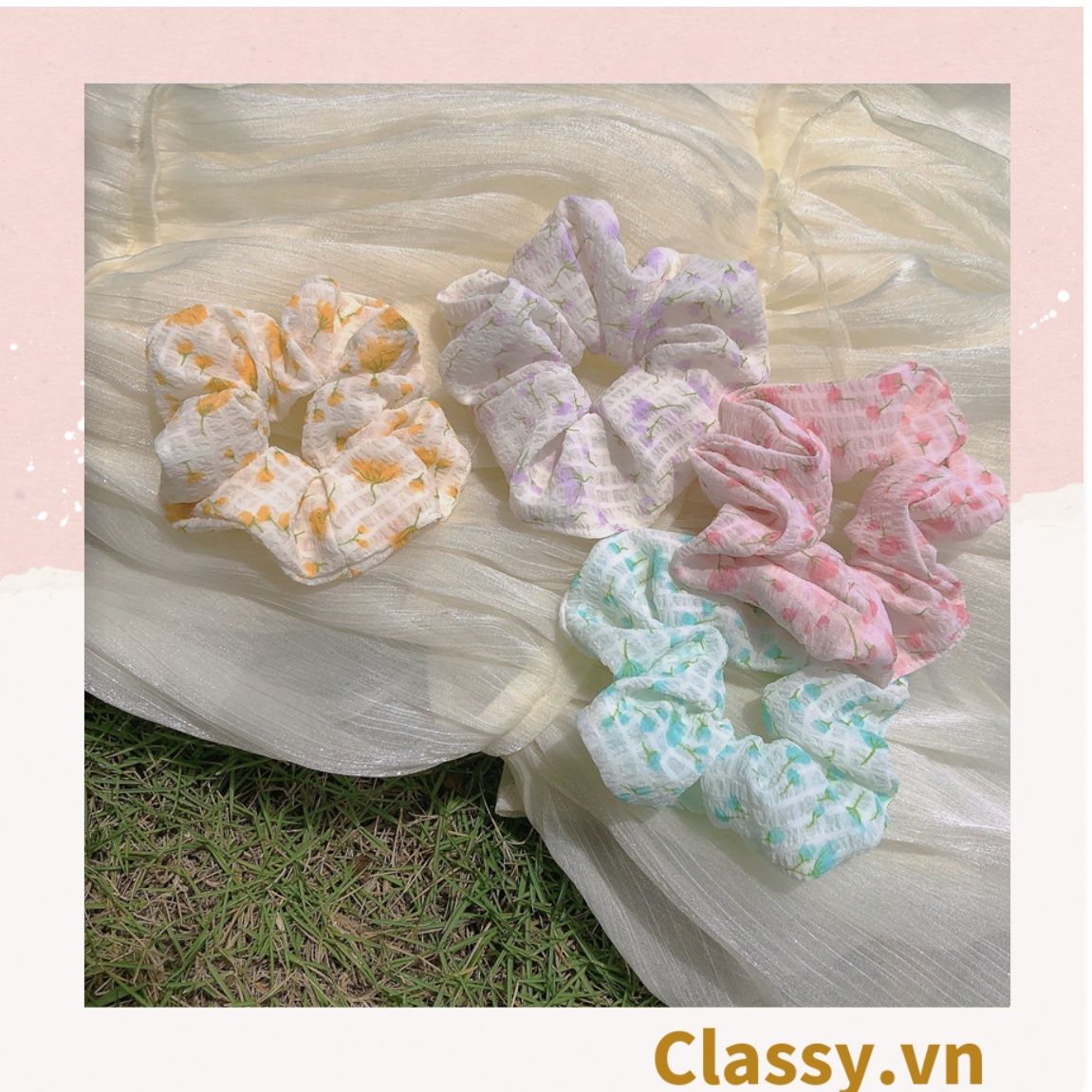  Classy Dây cột tóc, Scrunchies nhiều màu hàn quốc nữ tính PK1504 