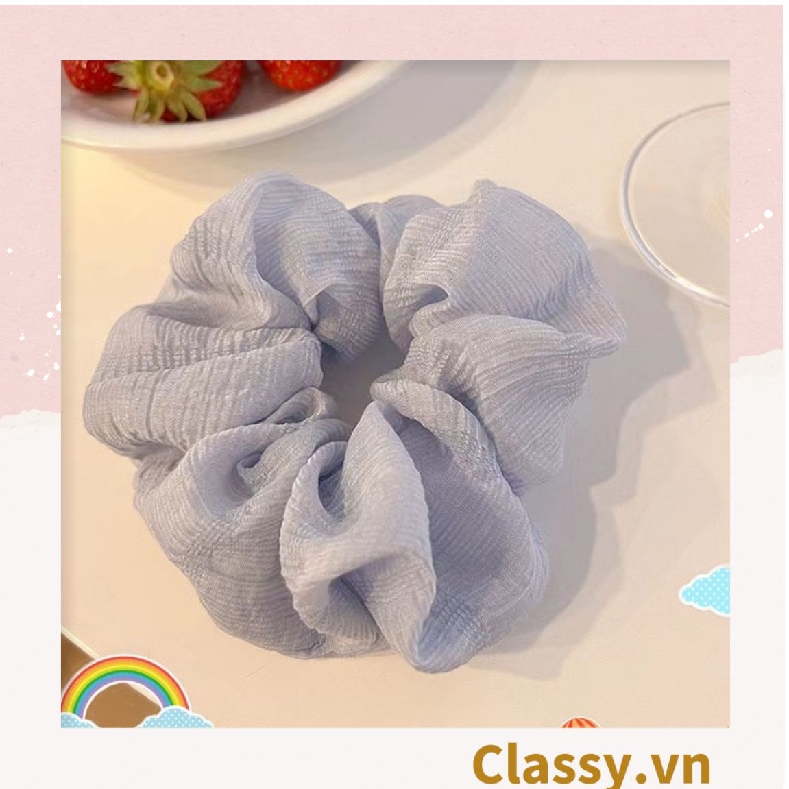  Classy Dây cột tóc, Scrunchies vải voan phong cách hàn quốc PK1505 