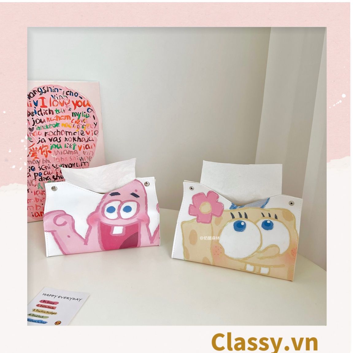 Classy Hộp đựng khăn giấy bằng da PU chống thấm nước PK1511