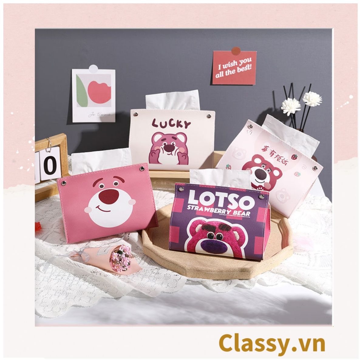 Classy Hộp đựng khăn giấy bằng da PU chống thấm nước PK1511
