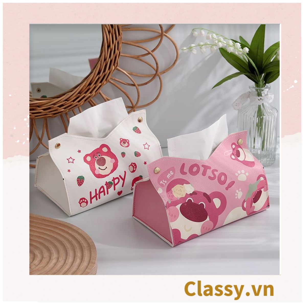  Classy Hộp đựng khăn giấy bằng da PU chống thấm nước PK1511 