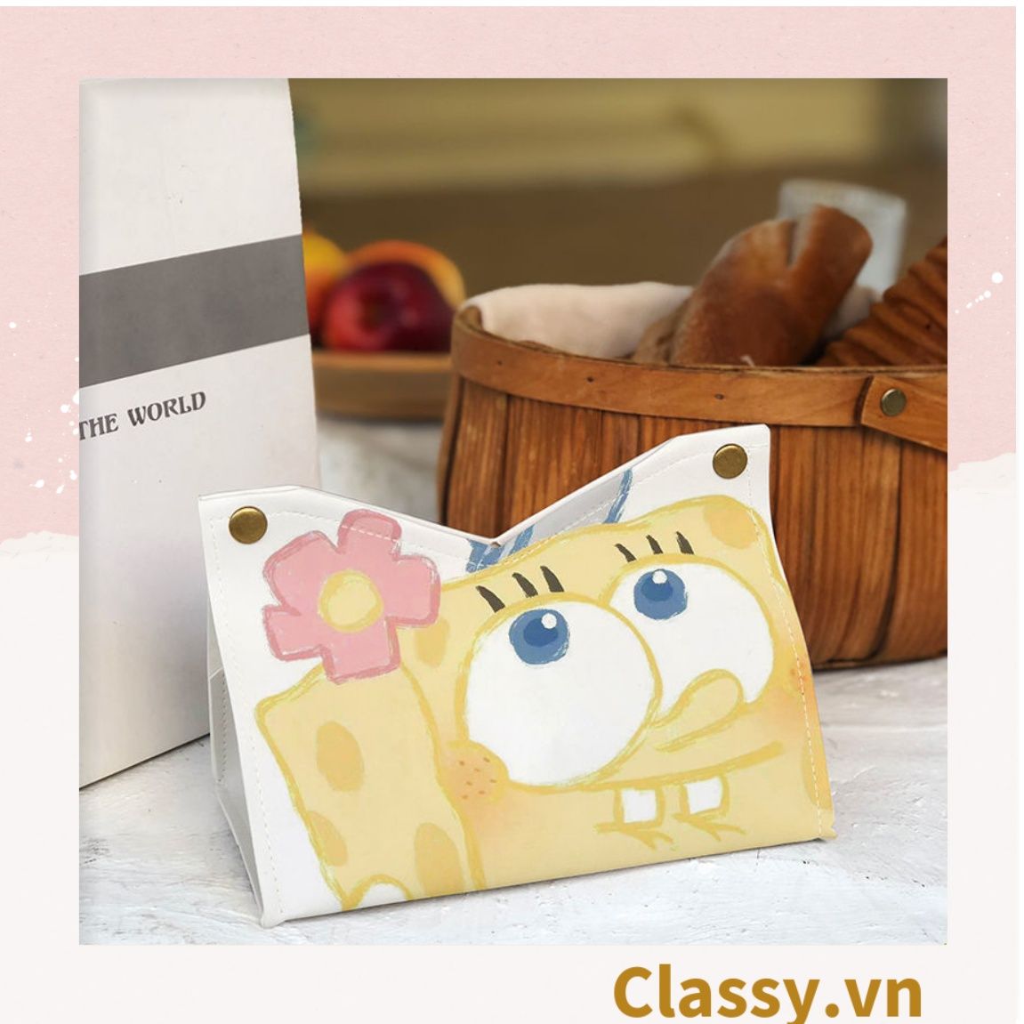 Classy Hộp đựng khăn giấy bằng da PU chống thấm nước PK1511