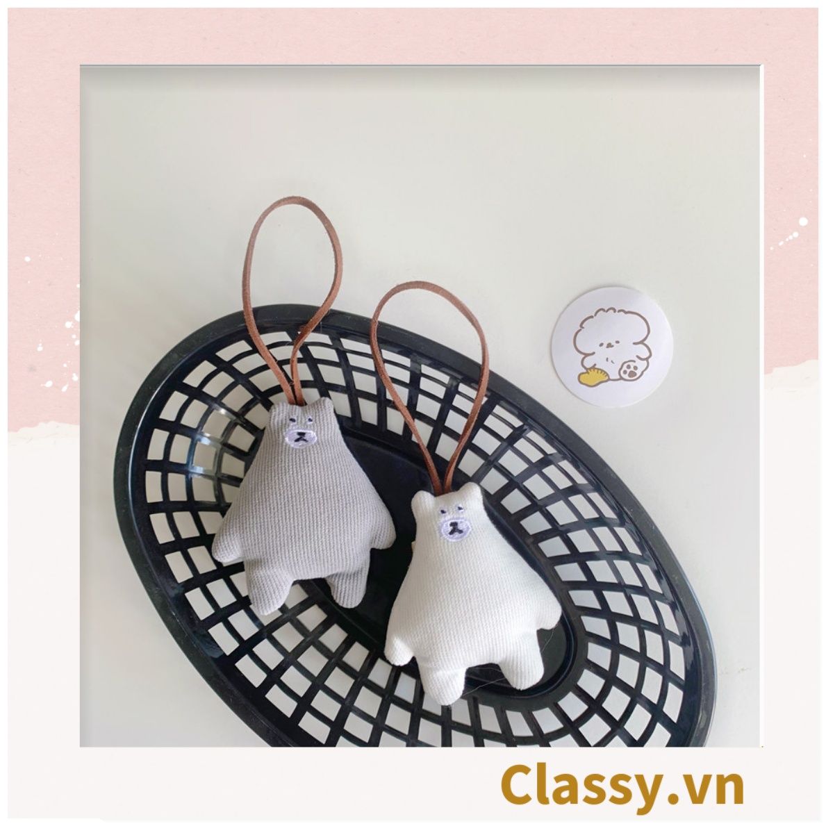 Classy Móc khóa mặt gấu nhiều màu, móc khóa điện thoại, sổ tay treo thẻ tên, buộc lên hành lý, treo lên xe PK1518