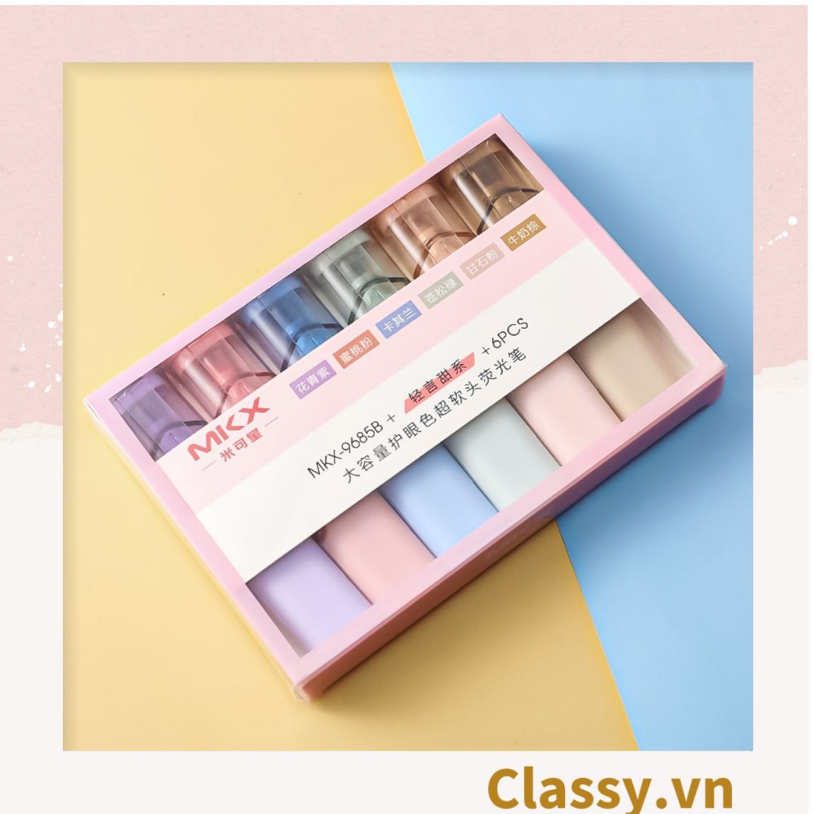  Classy Hộp 6 bút highlight, bút dạ quang, bút đánh dấu tiện lợi PK1524 