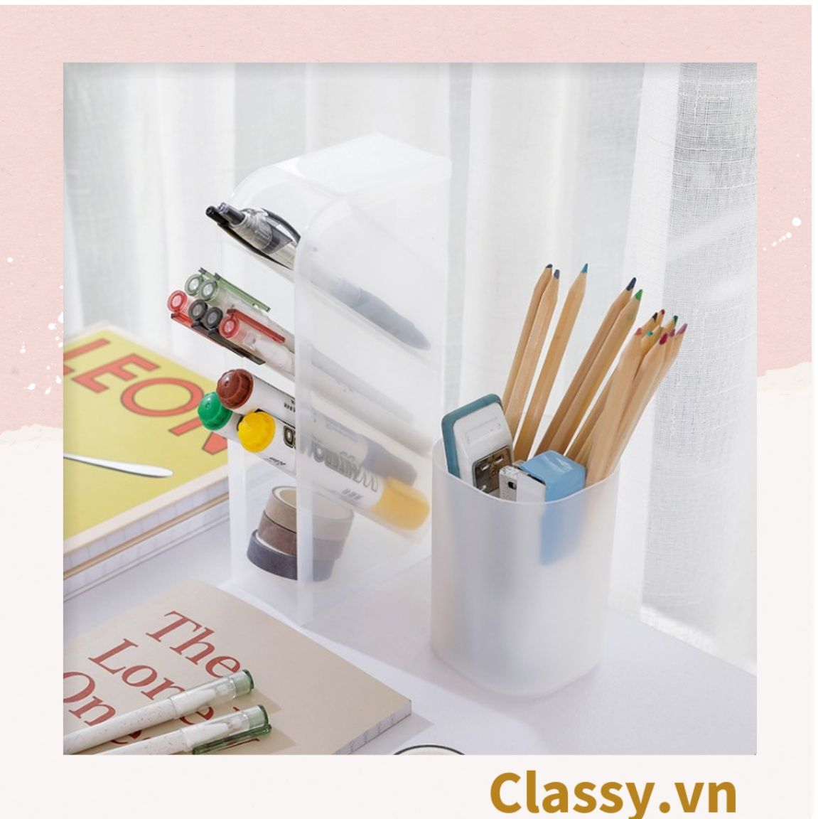  Classy Hộp đựng bút để bàn, đựng đồ trang điểm, phụ kiện PK1528 