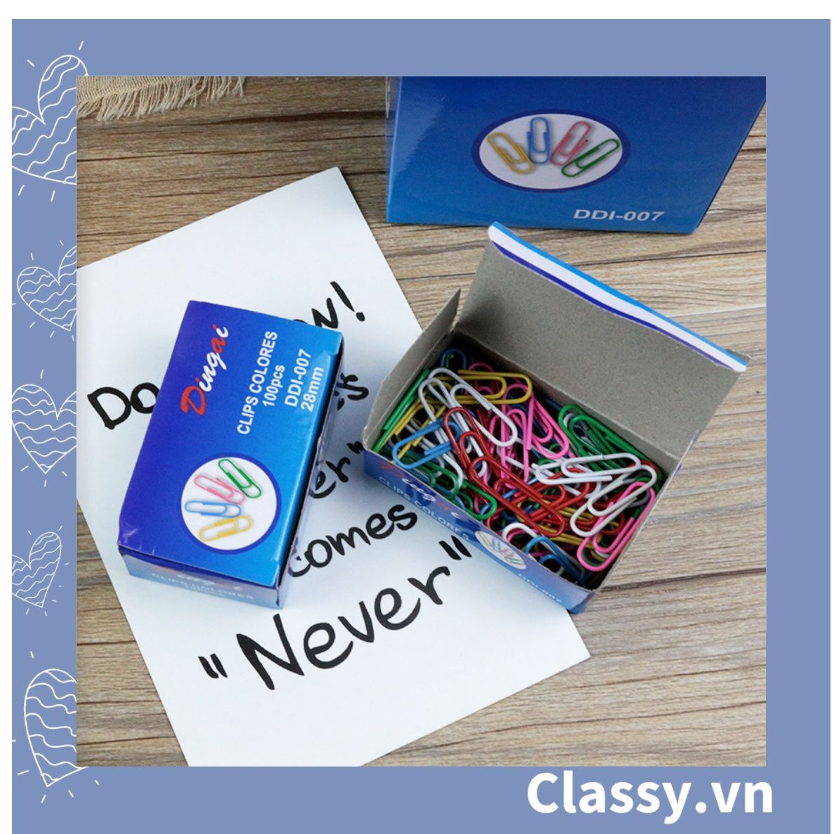 Classy Hộp Ghim giấy, kẹp giấy màu sắc đa dạng văn phòng phẩm tiện lợi PK1532