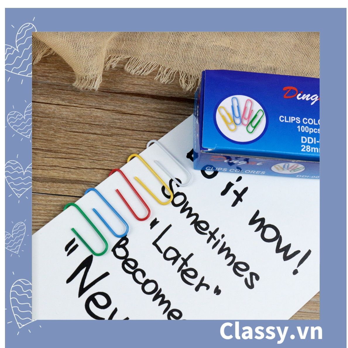 Classy Hộp Ghim giấy, kẹp giấy màu sắc đa dạng văn phòng phẩm tiện lợi PK1532