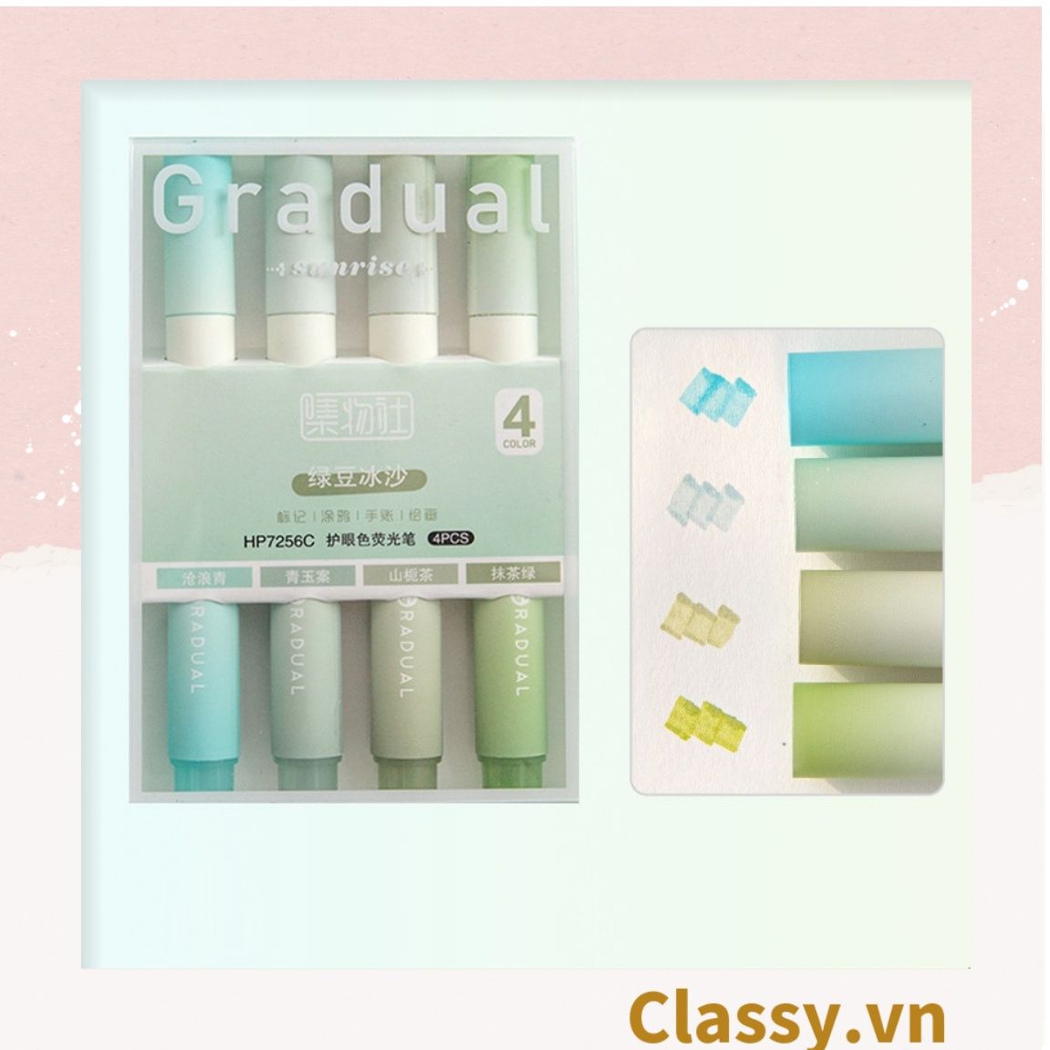 Classy Hộp 4 bút highlight, bút dạ quang, bút đánh dấu tiện lợi PK1536