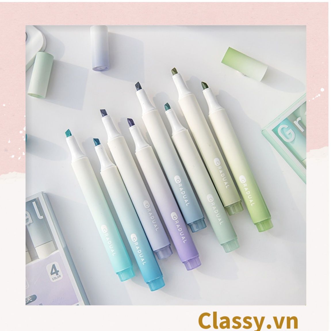 Classy Hộp 4 bút highlight, bút dạ quang, bút đánh dấu tiện lợi PK1536