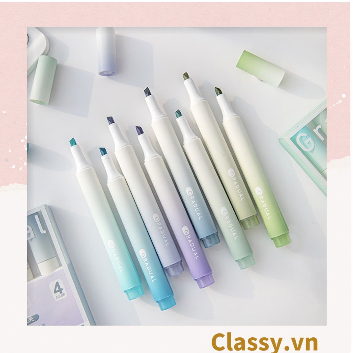  Classy Hộp 4 bút highlight, bút dạ quang, bút đánh dấu tiện lợi PK1536 