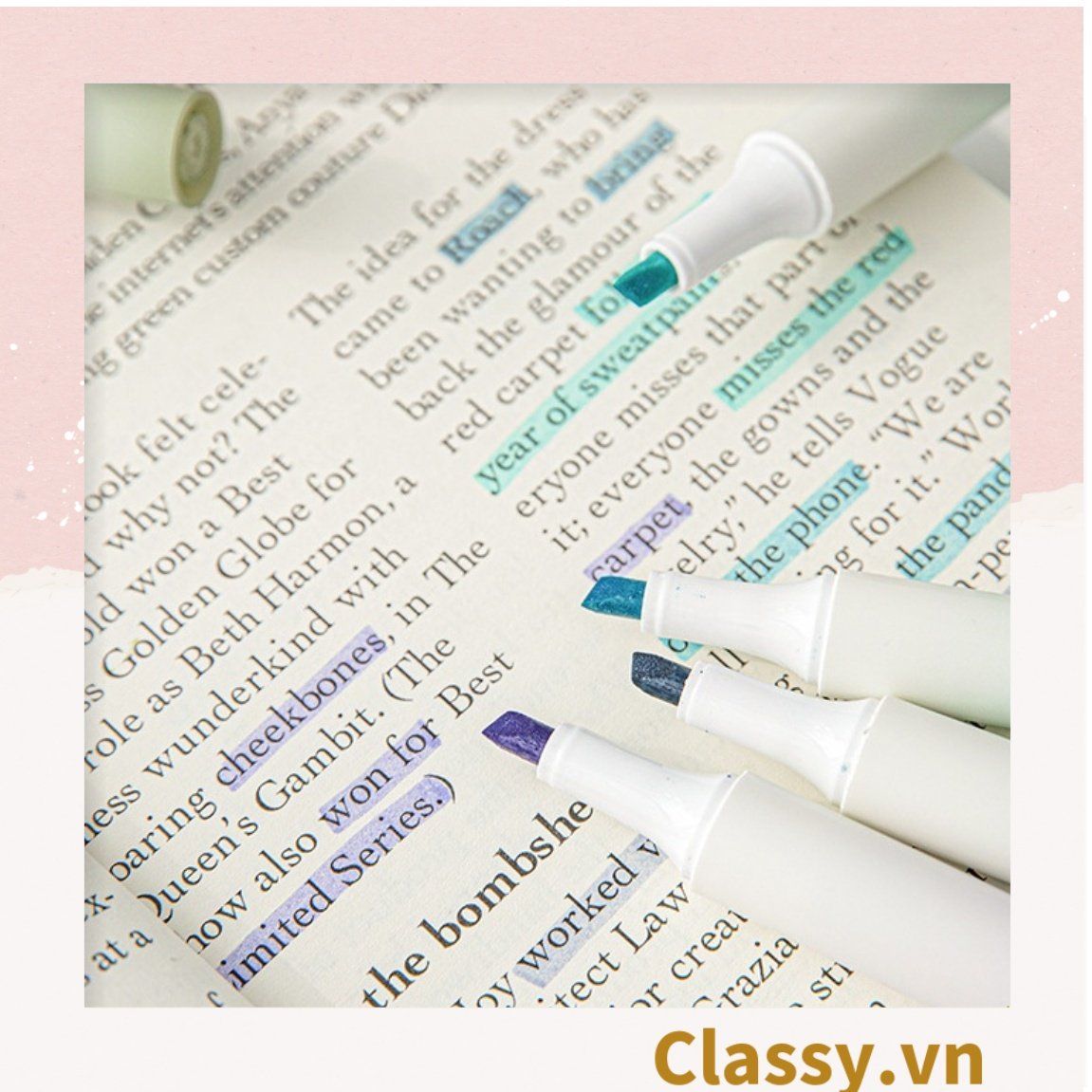 Classy Hộp 4 bút highlight, bút dạ quang, bút đánh dấu tiện lợi PK1536