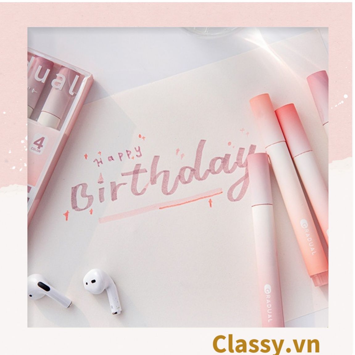 Classy Hộp 4 bút highlight, bút dạ quang, bút đánh dấu tiện lợi PK1536