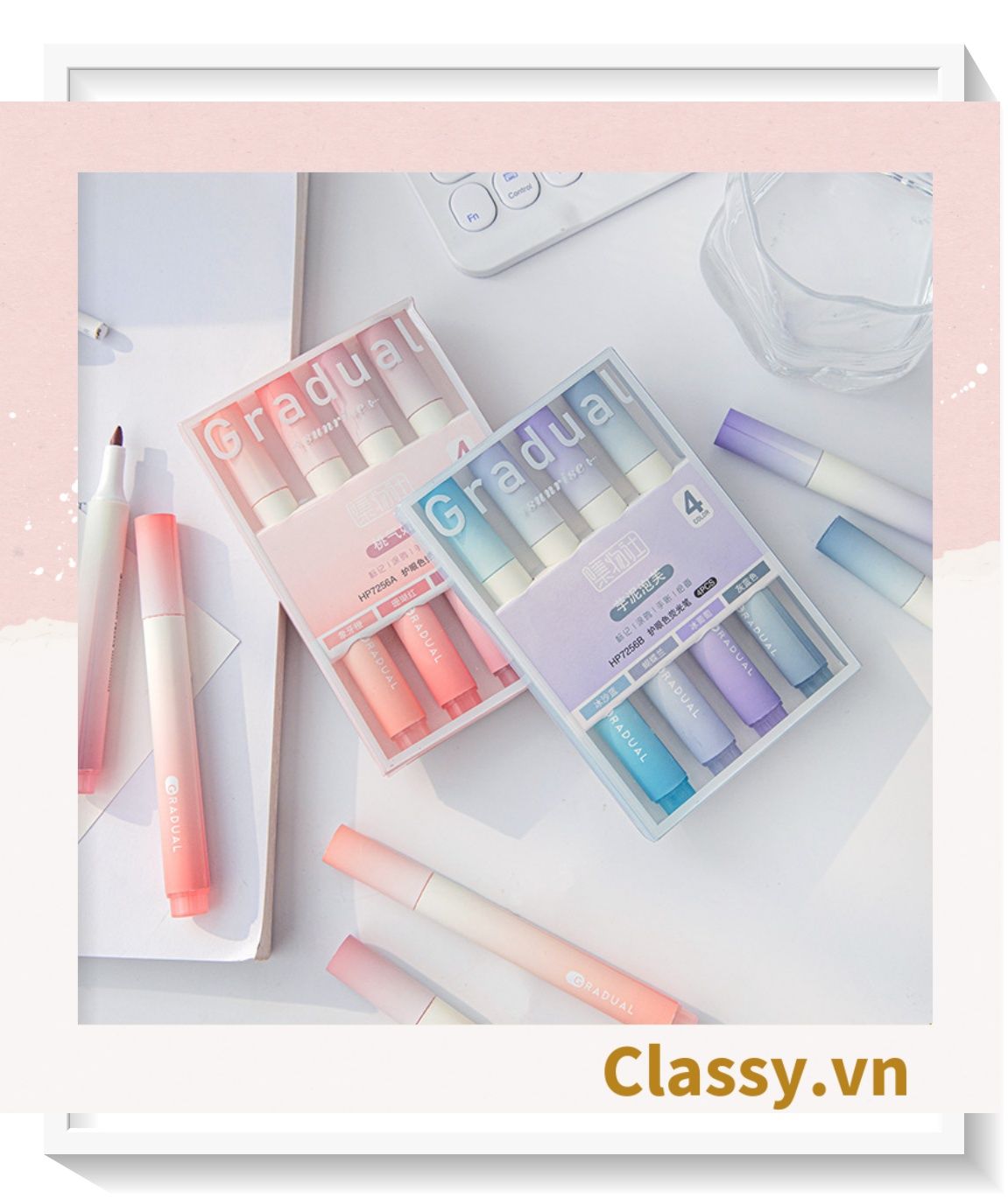  Classy Hộp 4 bút highlight, bút dạ quang, bút đánh dấu tiện lợi PK1536 