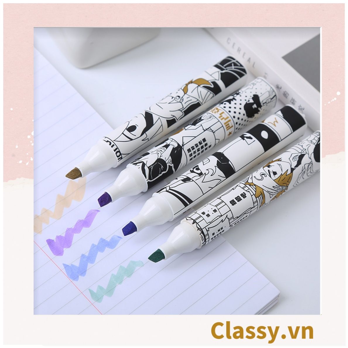 Classy Hộp 4 bút highlight, bút dạ quang, bút đánh dấu tiện lợi PK1536
