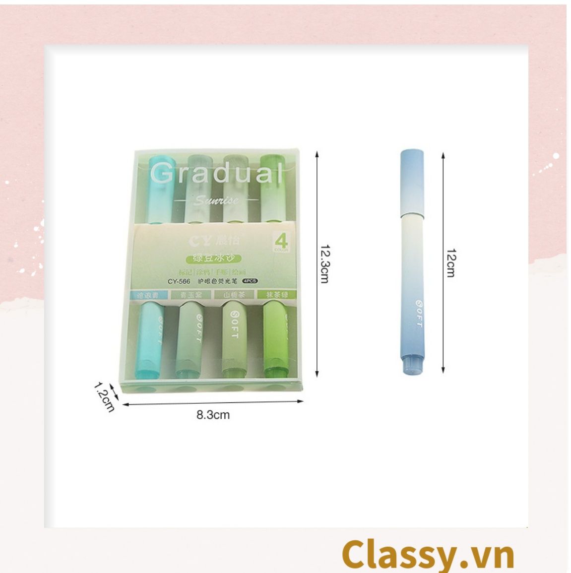 Classy Hộp 4 bút highlight, bút dạ quang, bút đánh dấu tiện lợi PK1536