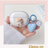  Classy Móc khóa trái tim đính kèm mặt cười màu pastel, móc khóa balo, điện thoại PK1539 