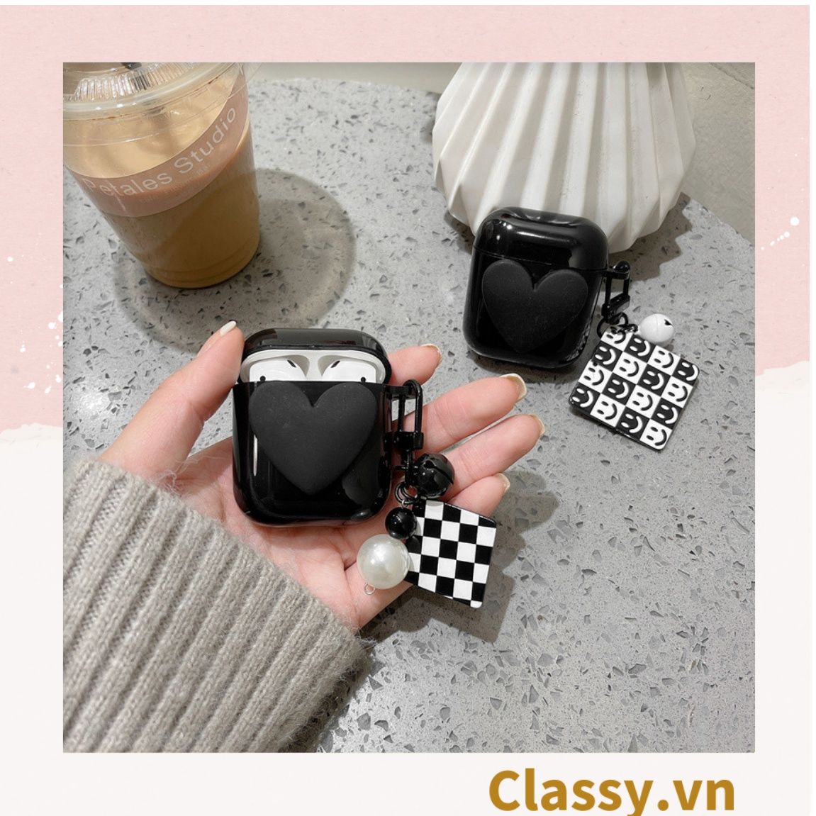 Classy Móc khóa trắng đen nhiều họa tiết độc đáo, móc khóa điện thoại, balo thời trang PK1540