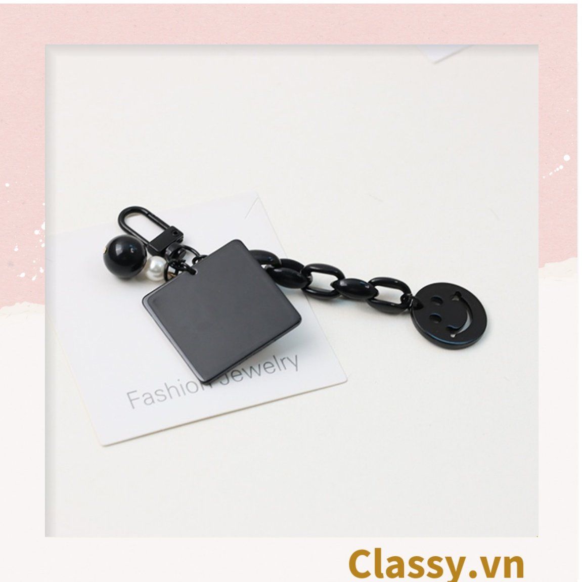 Classy Móc khóa trắng đen nhiều họa tiết độc đáo, móc khóa điện thoại, balo thời trang PK1540