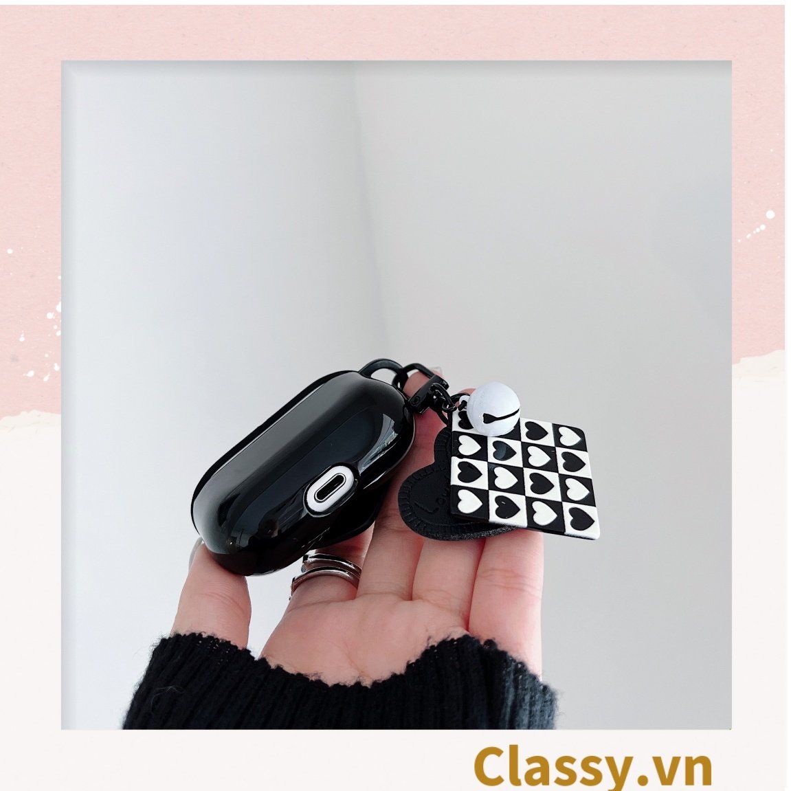 Classy Móc khóa trắng đen nhiều họa tiết độc đáo, móc khóa điện thoại, balo thời trang PK1540
