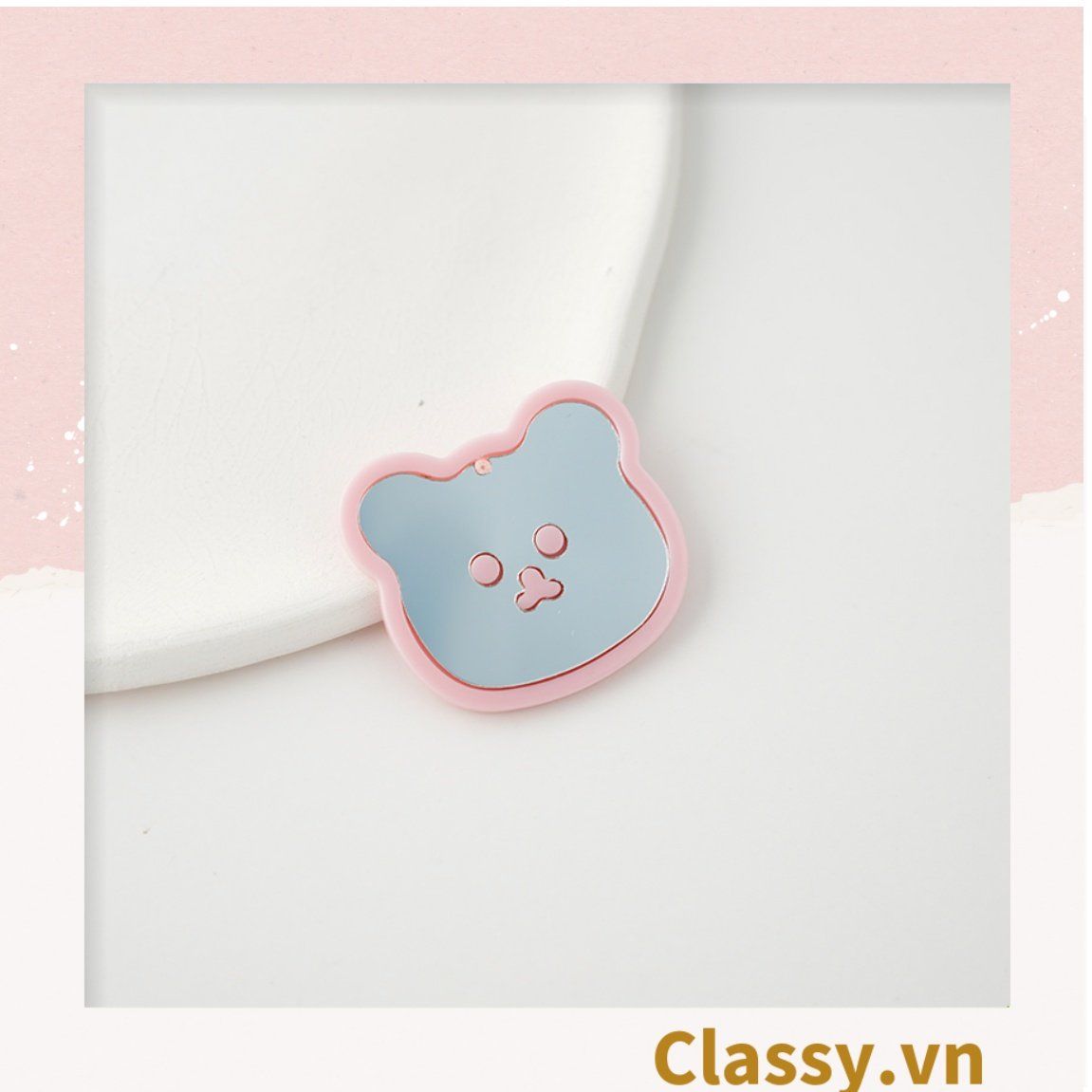 Classy Móc khóa mặt gấu nhựa, đính kèm trái tim dễ thương PK1541
