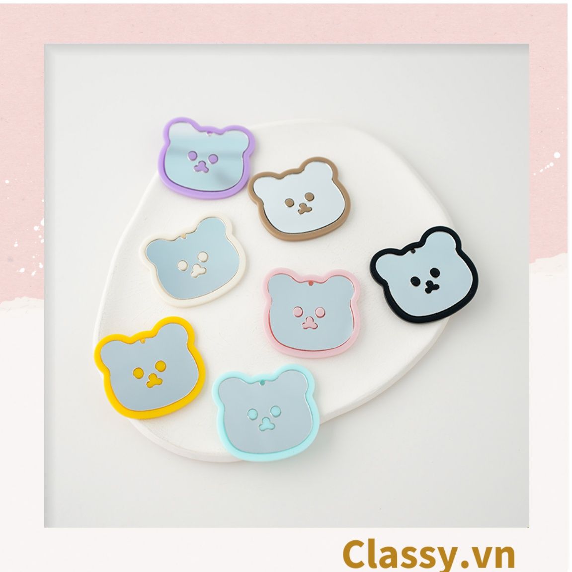 Classy Móc khóa mặt gấu nhựa, đính kèm trái tim dễ thương PK1541