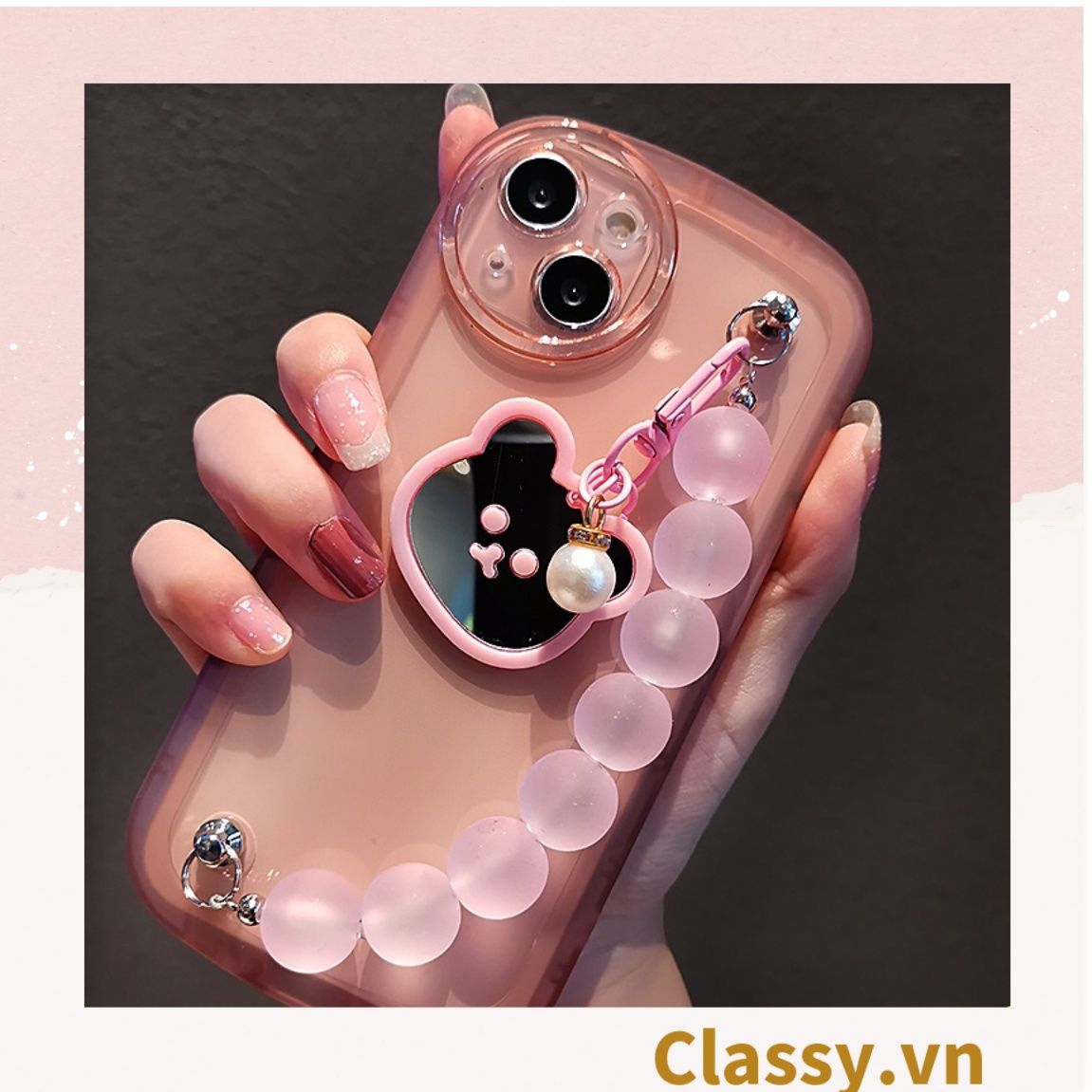 Classy Móc khóa mặt gấu nhựa, đính kèm trái tim dễ thương PK1541