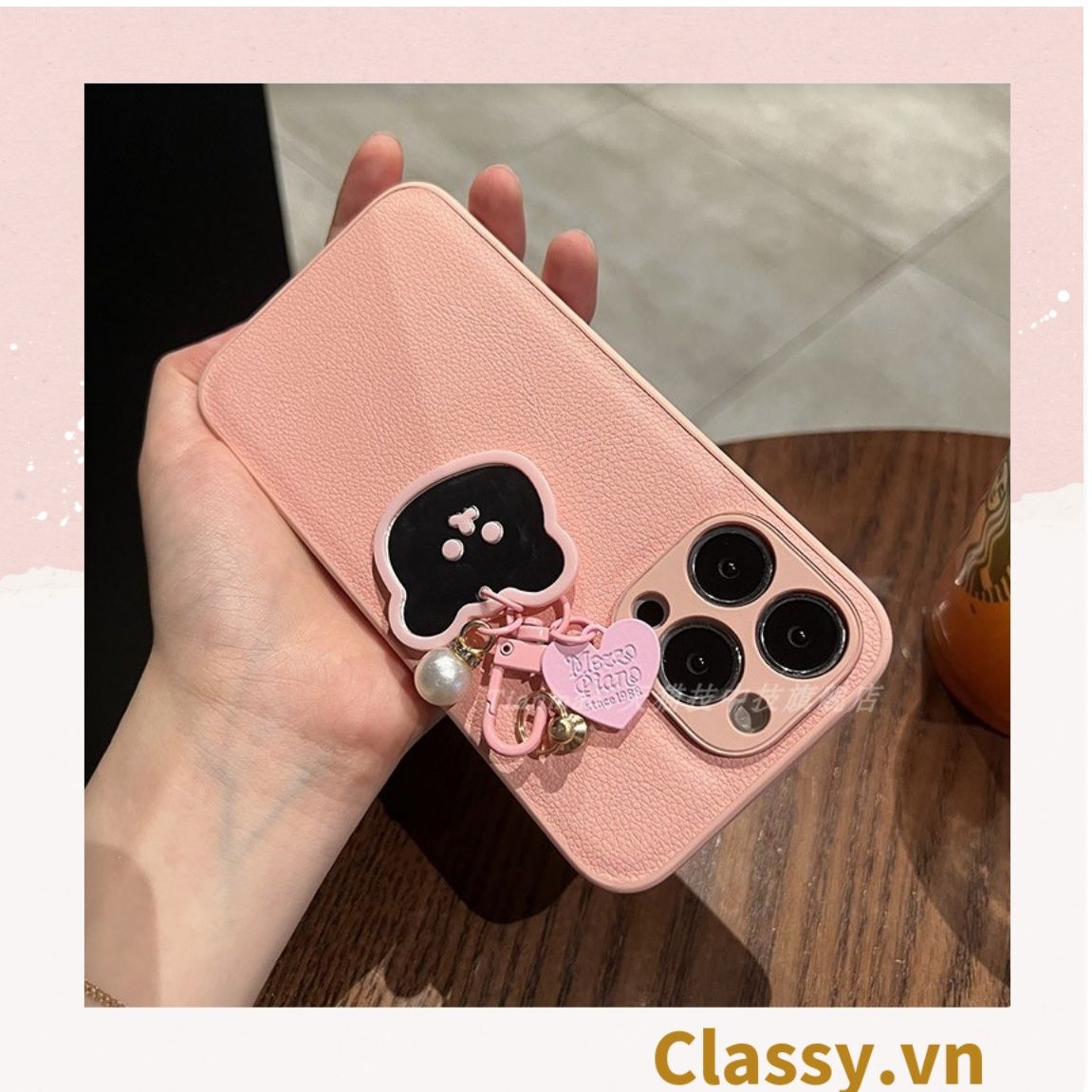 Classy Móc khóa mặt gấu nhựa, đính kèm trái tim dễ thương PK1541