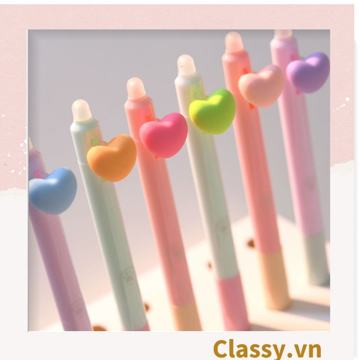 Classy Bút gel hình trái tim xinh xắn đáng yêu, mực đậm và đều PK1549