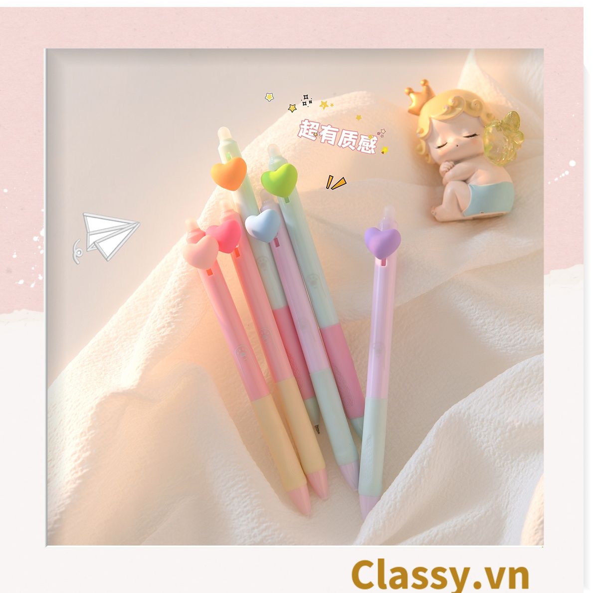 Classy Bút gel hình trái tim xinh xắn đáng yêu, mực đậm và đều PK1549