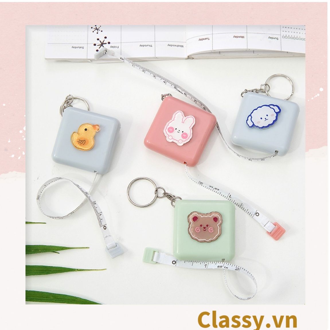 Móc khóa, thước dây hộp nhựa siêu dễ thương PK1553