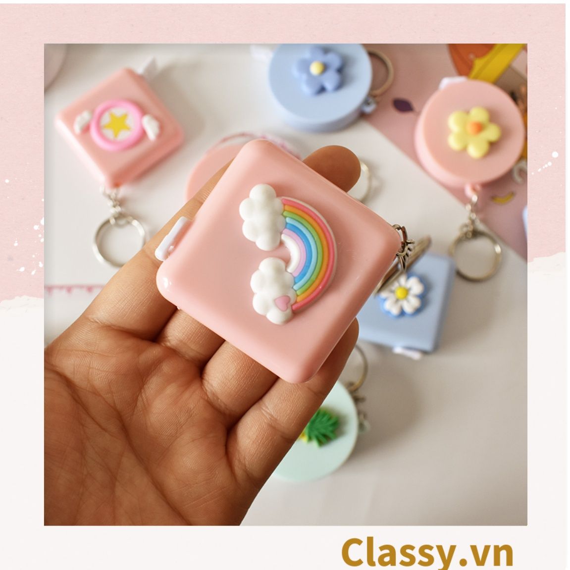 Móc khóa, thước dây hộp nhựa siêu dễ thương PK1553