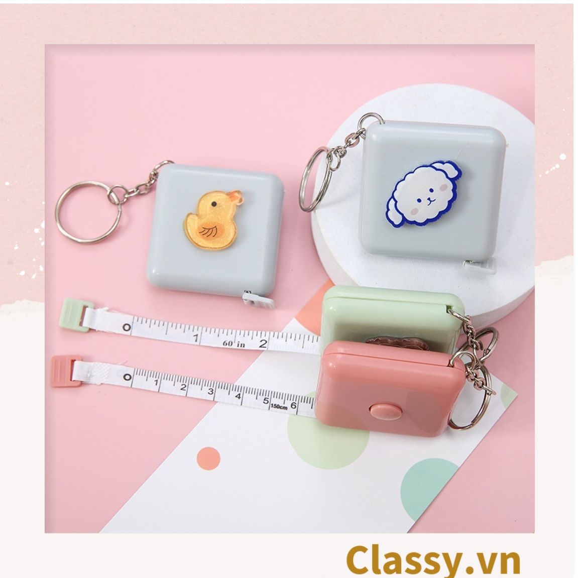 Móc khóa, thước dây hộp nhựa siêu dễ thương PK1553
