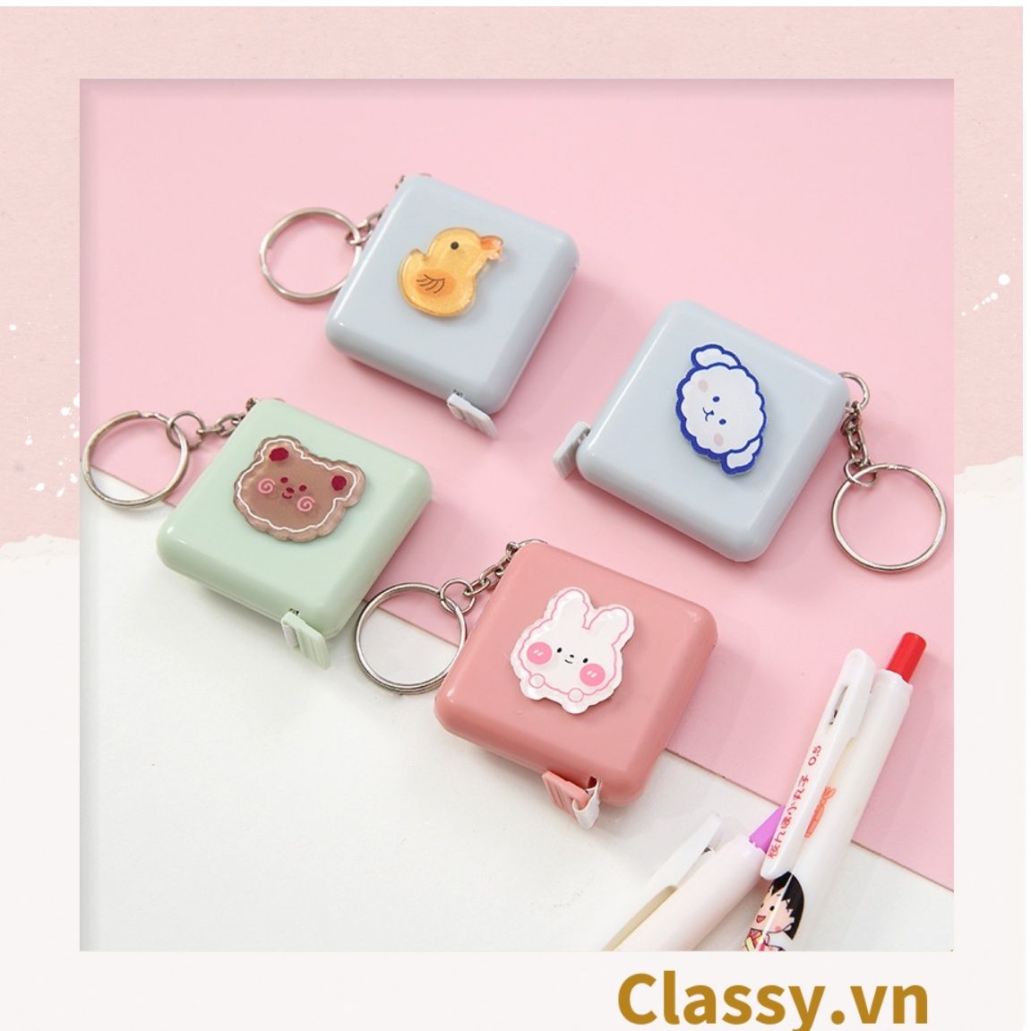 Móc khóa, thước dây hộp nhựa siêu dễ thương PK1553