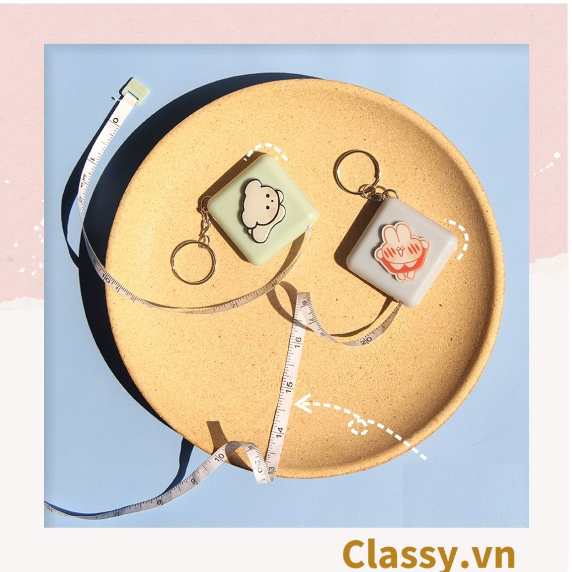 Móc khóa, thước dây hộp nhựa siêu dễ thương PK1553