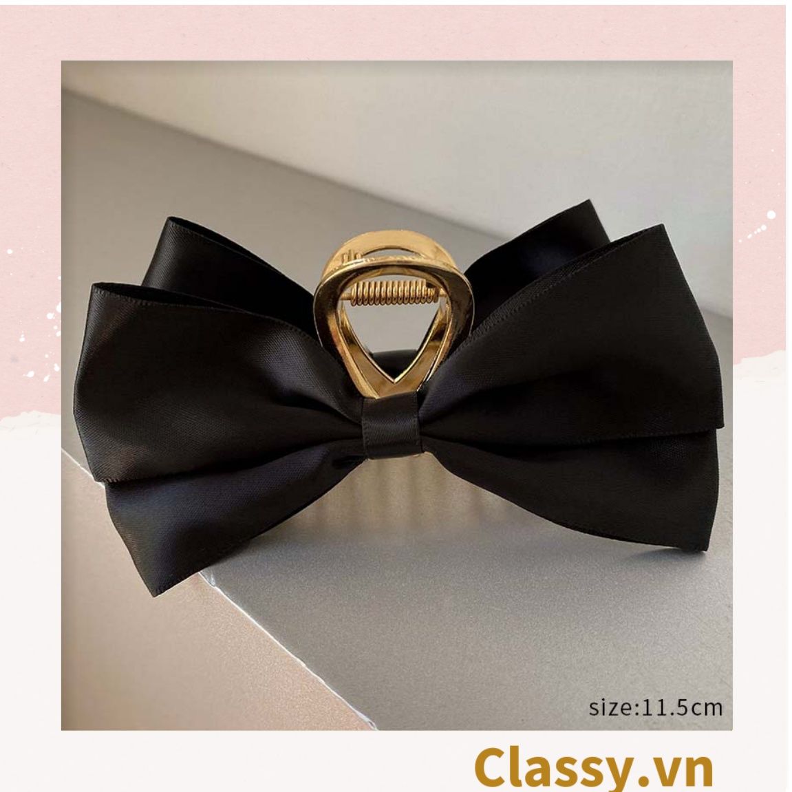  Classy Kẹp càng cua, kẹp tóc đính nơ bảng lớn, dễ tạo kiểu, không gây rụng tóc PK1554 